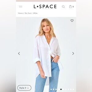 L Space - Rio Linen Tunic - Button down shirt- NWT